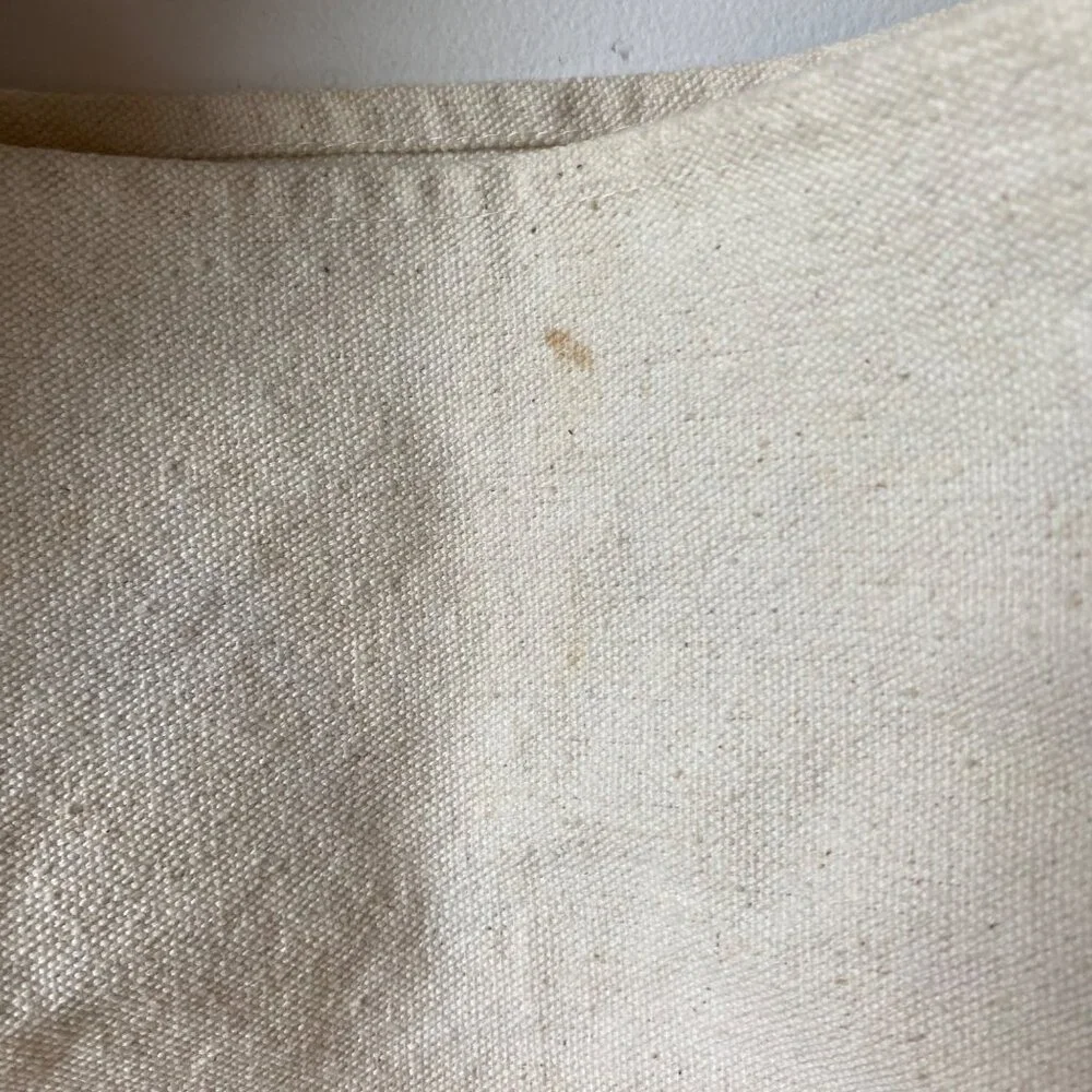 Trader‎ Joe's large embroidered canvas shopping bag blue white stained pockets